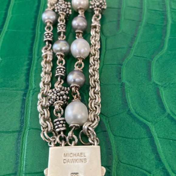 Pre-Loved Michael Dawkins Sterling Silver 4 Strand Pearl Chain Bracelet - Picture 4 of 4